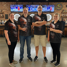 Load image into Gallery viewer, Horror Orange Splatter Grunge Skull Dartboard Dart Polo Shirts For Women Custom Dart Team Jerseys NYN2727