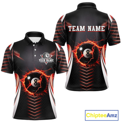 Personalized Red 8 Ball Pool Billiard Shirts For Men Custom Thunder Lightning Pool Team Attire NYN2940