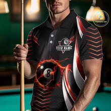 Load image into Gallery viewer, Personalized Red 8 Ball Pool Billiard Shirts For Men Custom Thunder Lightning Pool Team Attire NYN2940