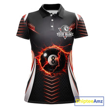 Load image into Gallery viewer, Personalized Red 8 Ball Pool Billiard Shirts For Women Custom Thunder Lightning Pool Team Attire NYN2940