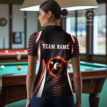 Load image into Gallery viewer, Personalized Red 8 Ball Pool Billiard Shirts For Women Custom Thunder Lightning Pool Team Attire NYN2940
