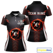 Load image into Gallery viewer, Personalized Red 8 Ball Pool Billiard Shirts For Women Custom Thunder Lightning Pool Team Attire NYN2940