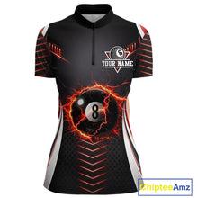 Load image into Gallery viewer, Personalized Red 8 Ball Pool Billiard Shirts For Women Custom Thunder Lightning Pool Team Attire NYN2940