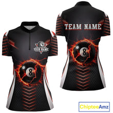 Load image into Gallery viewer, Personalized Red 8 Ball Pool Billiard Shirts For Women Custom Thunder Lightning Pool Team Attire NYN2940