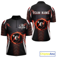 Load image into Gallery viewer, Personalized Red 8 Ball Pool Billiard Shirts For Men Custom Thunder Lightning Pool Team Attire NYN2940
