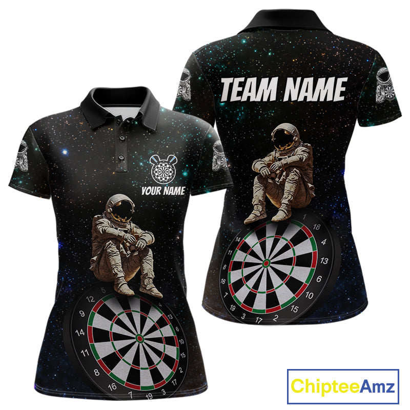 Custom Galaxy Astronaut Dartboard Funny Dart Polo Shirt For Women Outfit Dart Team Jerseys NYN1523