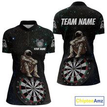 Load image into Gallery viewer, Custom Galaxy Astronaut Dartboard Funny Dart 1/4-Zip Shirt For Women Outfit Dart Team Jerseys NYN1523