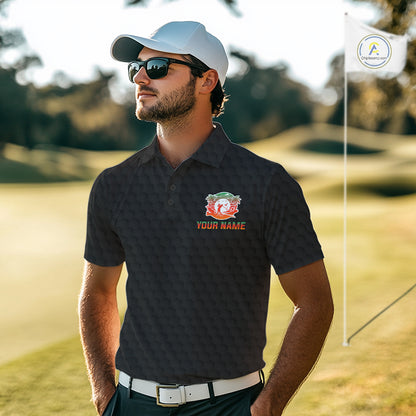 Tropical Black Golf Ball Polo Golf Shirts For Men Custom Splatter Golf Team Attire For Golfers NYN3153