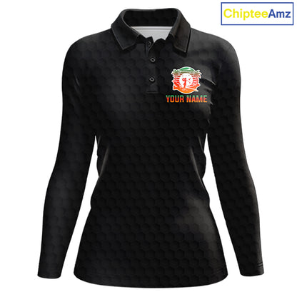 Tropical Black Golf Ball Polo Golf Shirts For Women Custom Splatter Golf Team Attire For Golfers NYN3153