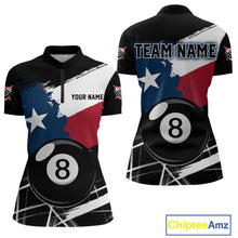 Load image into Gallery viewer, Texas Flag Splash 8 Ball Women's Billiard Quarter-Zip Shirt Personalized Pool Team Apparel
