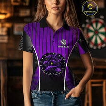 Load image into Gallery viewer, Custom Black And Purple Cobras Dartboard Dart Polo Shirt For Women Dart Team Jerseys NYN1534