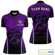 Load image into Gallery viewer, Custom Black And Purple Cobras Dartboard Dart Quarter-Zip Shirt For Women Dart Team Jerseys NYN1534