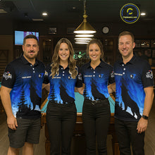 Load image into Gallery viewer, Blue Grunge Claws Wolf 8 Ball Pool Women Billiard Polo &amp; 1/4-Zip Shirt Personalized Billiard Team Names NYN2737