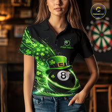 Load image into Gallery viewer, Funny Tornado Shamrock 8 Ball St Patrick's Day Women  Billiard Shirts Custom Pool Balls Billiard Attire NYN2742