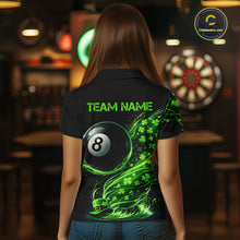Load image into Gallery viewer, Funny Tornado Shamrock 8 Ball St Patrick's Day Women  Billiard Shirts Custom Pool Balls Billiard Attire NYN2742