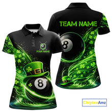 Load image into Gallery viewer, Funny Tornado Shamrock 8 Ball St Patrick's Day Women  Billiard Shirts Custom Pool Balls Billiard Attire NYN2742