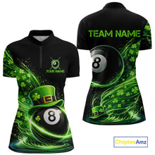 Load image into Gallery viewer, Funny Tornado Shamrock 8 Ball St Patrick's Day Women  Billiard Shirts Custom Pool Balls Billiard Attire NYN2742