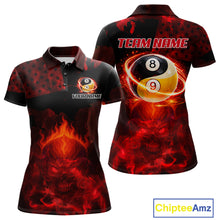 Load image into Gallery viewer, Red Flames Skull Yin &amp; Yang Pool Billiard Shirt For Women Custom 8 Ball &amp; 9 Ball Billiard Team Attire NYN2744