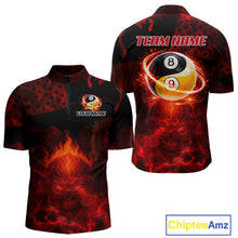 Load image into Gallery viewer, Red Flames Skull Yin &amp; Yang Pool Billiard Shirt For Men Custom 8 Ball &amp; 9 Ball Billiard Team Attire NYN2744