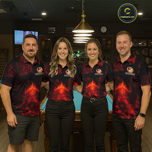 Load image into Gallery viewer, Red Flames Skull Yin &amp; Yang Pool Billiard Shirt For Women Custom 8 Ball &amp; 9 Ball Billiard Team Attire NYN2744