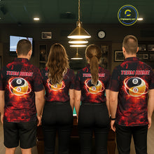 Load image into Gallery viewer, Red Flames Skull Yin &amp; Yang Pool Billiard Shirt For Women Custom 8 Ball &amp; 9 Ball Billiard Team Attire NYN2744