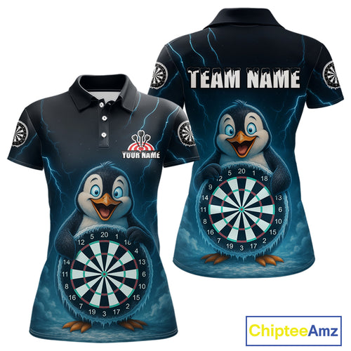 Custom Funny Penguin Icy Dartboard Dart Polo Shirt For Women Outfits Dart Jerseys NYN1544