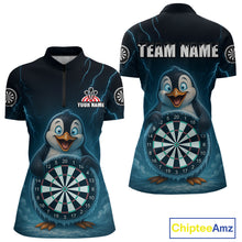 Load image into Gallery viewer, Custom Funny Penguin Icy Dartboard Dart Quarter-Zip Shirt For Women Outfits Dart Jerseys NYN1544