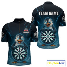 Load image into Gallery viewer, Custom Funny Penguin Icy Dartboard Dart Quarter-Zip Shirt For Men Outfits Dart Jerseys NYN1544