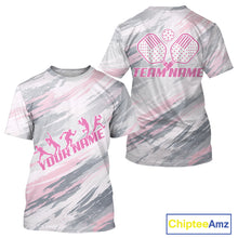 Load image into Gallery viewer, Custom Pink Grey Paint Pickleball Ball &amp; Paddle T-Shirt For Men Outfits Pickleball Jersey NYN2577