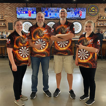 Load image into Gallery viewer, Personalized Red Flaming Dragon Dartboard Men Darts 1/4-Zip Shirt Custom Darts Team Jerseys NYN2582