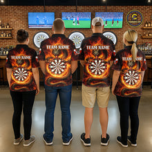 Load image into Gallery viewer, Personalized Red Flaming Dragon Dartboard Men Darts 1/4-Zip Shirt Custom Darts Team Jerseys NYN2582