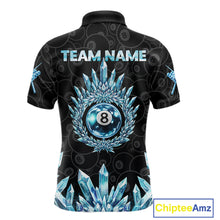 Load image into Gallery viewer, Blue Icy Cold Pool 8 Ball Billiard Polo &amp; 1/4-Zip Shirt For Men Custom Ball Billiard Attire NYN2589