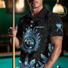 Load image into Gallery viewer, Blue Icy Cold Pool 8 Ball Billiard Polo &amp; 1/4-Zip Shirt For Men Custom Ball Billiard Attire NYN2589