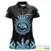 Load image into Gallery viewer, Blue Icy Cold Pool 8 Ball Billiard Polo &amp; 1/4-Zip Shirt For Women Custom Ball Billiard Attire NYN2589
