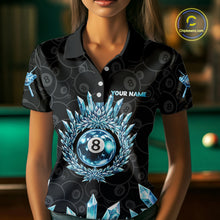 Load image into Gallery viewer, Blue Icy Cold Pool 8 Ball Billiard Polo &amp; 1/4-Zip Shirt For Women Custom Ball Billiard Attire NYN2589