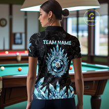 Load image into Gallery viewer, Blue Icy Cold Pool 8 Ball Billiard Polo &amp; 1/4-Zip Shirt For Women Custom Ball Billiard Attire NYN2589