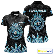 Load image into Gallery viewer, Blue Icy Cold Pool 8 Ball Billiard Polo &amp; 1/4-Zip Shirt For Women Custom Ball Billiard Attire NYN2589
