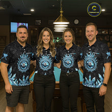 Load image into Gallery viewer, Blue Icy Cold Pool 8 Ball Billiard Polo &amp; 1/4-Zip Shirt For Women Custom Ball Billiard Attire NYN2589