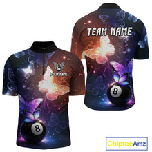 Load image into Gallery viewer, Multi-Color Butterfly 8 Ball Pool Polo &amp; 1/4 Zip Shirts For Men Custom Pool Billiard Team Jerseys NYN2972