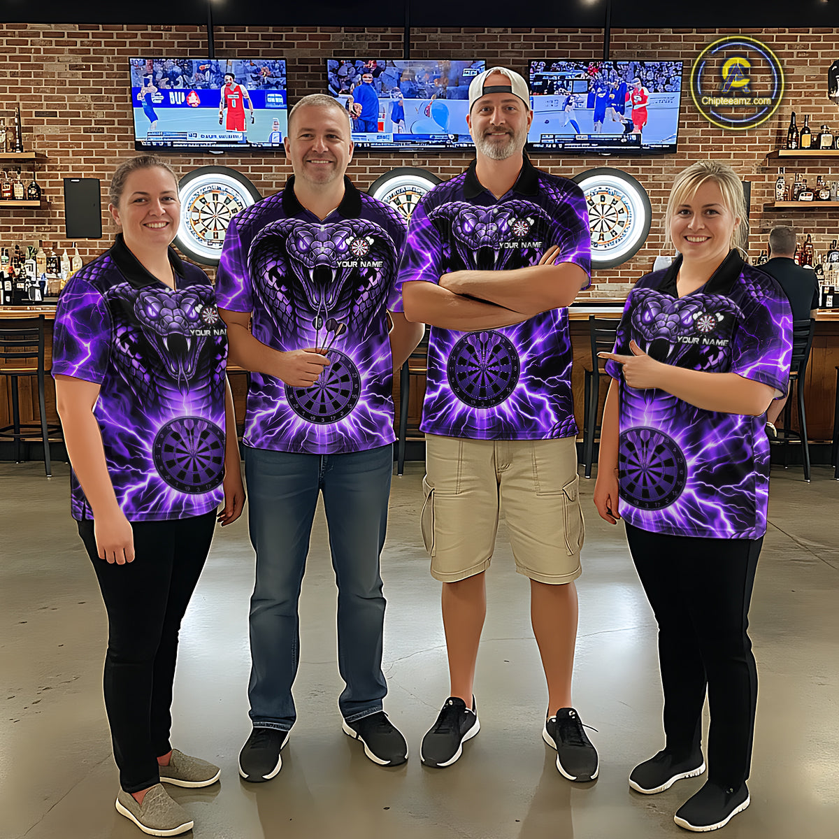 Thunder Lightning Purple Cobra Snake Dart Shirts For Women Custom Team Outfit Darts Jerseys NYN3361