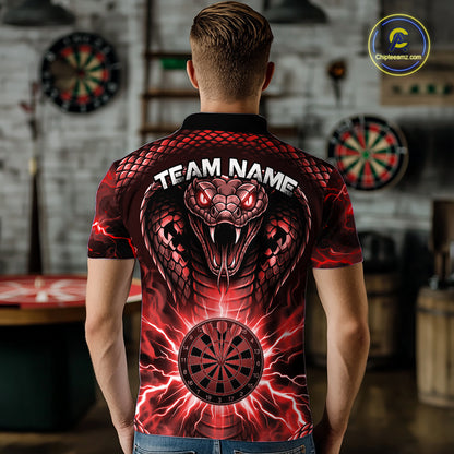 Thunder Lightning Red Cobra Snake Dart Shirts For Men Custom Team Outfit Darts Jerseys NYN3362