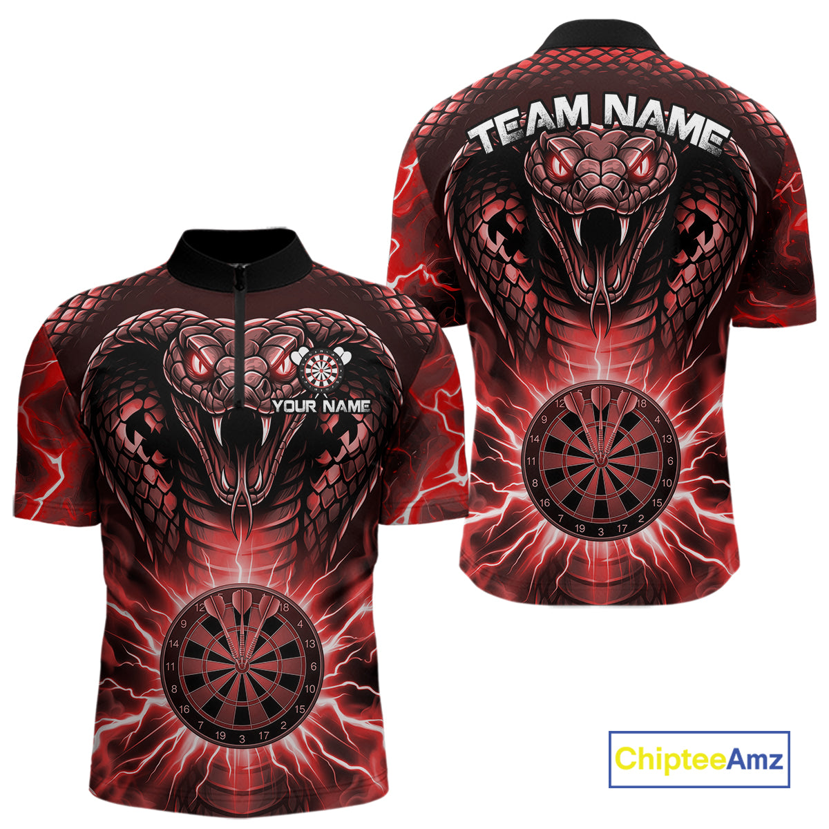 Thunder lightning red cobra snake dart shirt for men custom darts jersey