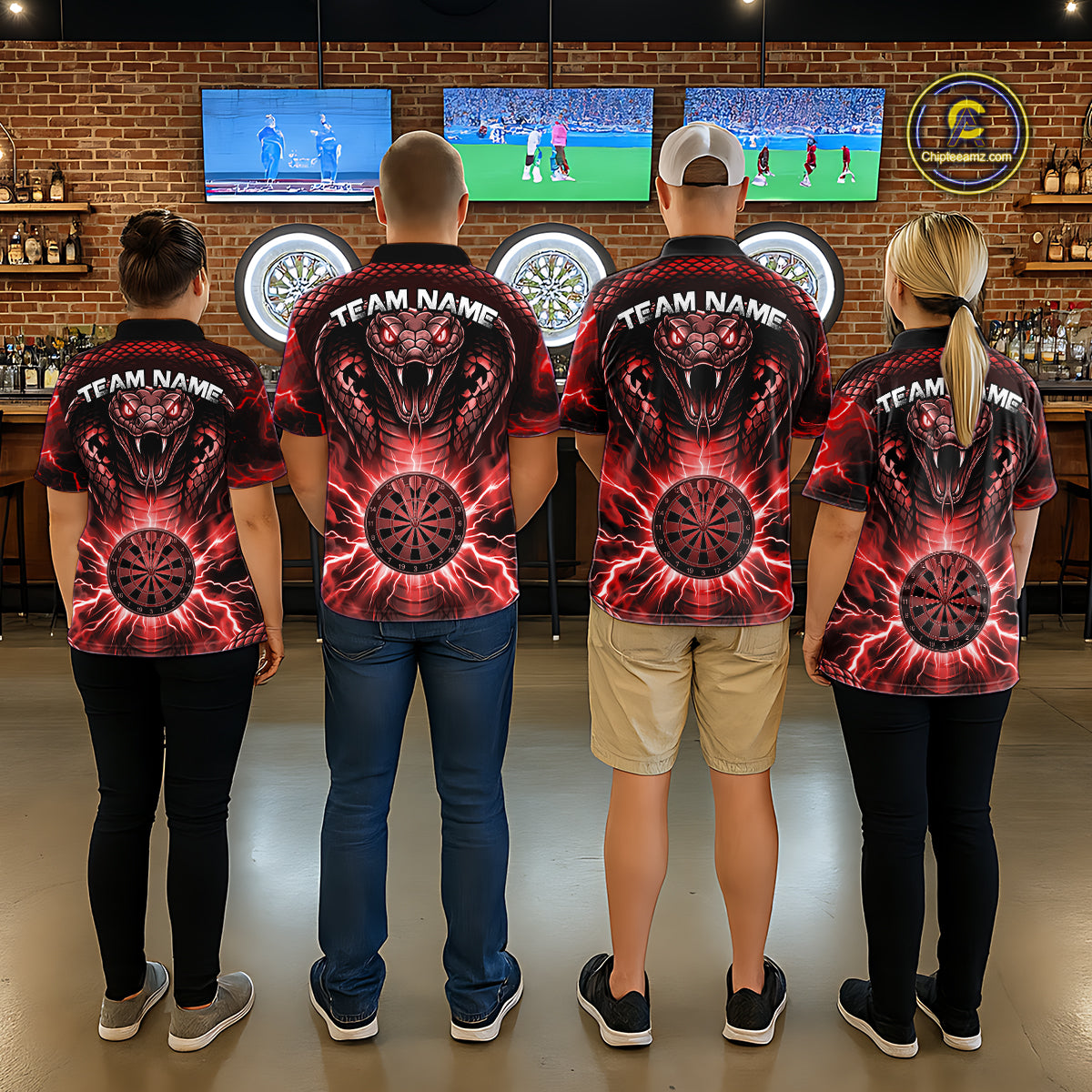 Thunder Lightning Red Cobra Snake Dart Shirts For Women Custom Team Outfit Darts Jerseys NYN3362