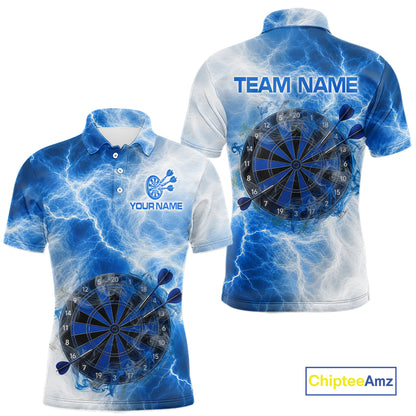 Personalized blue and white smoke dart shirt for men thunder darts jersey