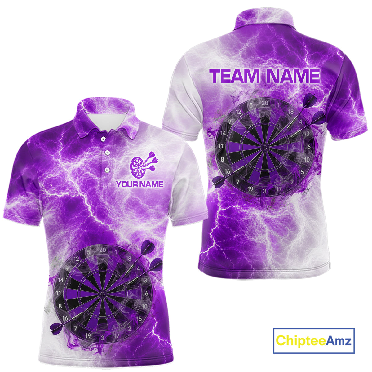 Personalized purple and white smoke dart shirt for men thunder darts jersey