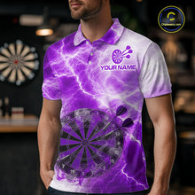 Load image into Gallery viewer, Personalised Purple And White Smokes Men Dart Shirts Custom Thunder Darts Team Shirt For Players NYN3366