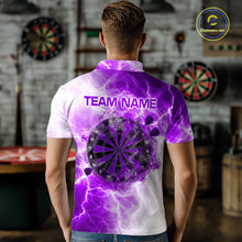 Load image into Gallery viewer, Personalised Purple And White Smokes Men Dart Shirts Custom Thunder Darts Team Shirt For Players NYN3366