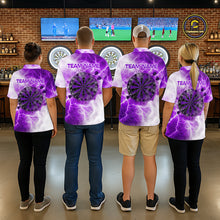 Load image into Gallery viewer, Personalised Purple And White Smokes Men Dart Shirts Custom Thunder Darts Team Shirt For Players NYN3366