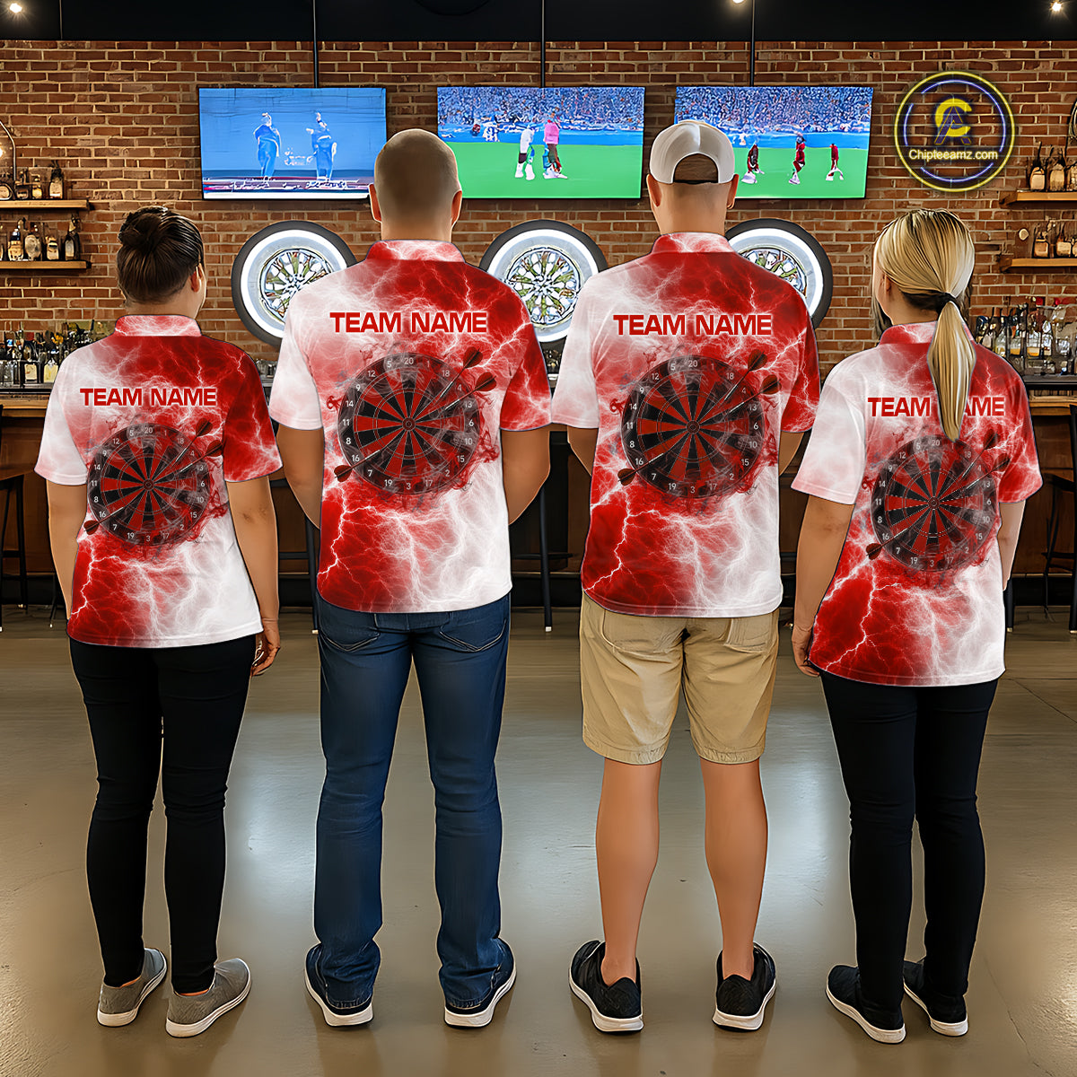 Personalised Red And White Smokes Men Dart Shirts Custom Thunder Darts Team Shirt For Players NYN3367