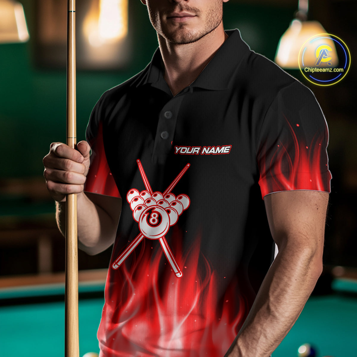 Custom Red Flaming Crown 8 Ball Billiard Shirts For Men Personalized Billiard Attire Gifts NYN2323